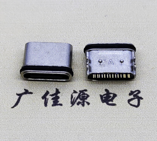 板上臥式USB連接器.TYPE-C16P防水母座.四腳插帶定位柱